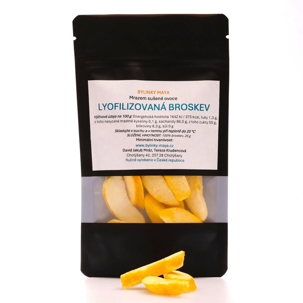 Lyofilizovaná broskev - plátky - 25 g